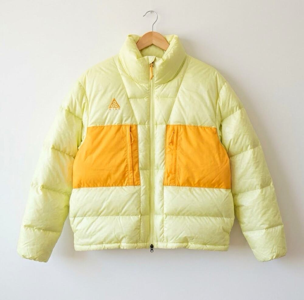 Nike ACG Men’s Down Insulated Colorblock Puffer Jacket L Yellow/Orange